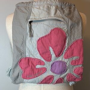 Life Is Good Gray Backpack with Pink and Purple Flower